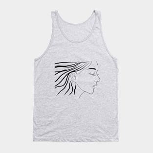 Side Profile of a beautiful long haired woman Tank Top